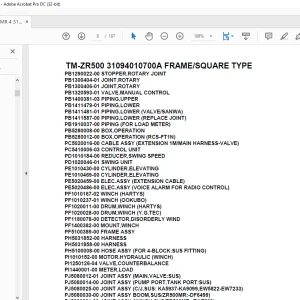 Tadano Cargo Crane TM-ZR500 31094010700A FRAMESQUARE TYPE Parts Manual - PDF DOWNLOAD