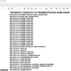 Tadano Cargo Crane TM-ZR500 31094010711A FRAMESTD,RAC,NABI HOOK Parts Manual - PDF DOWNLOAD