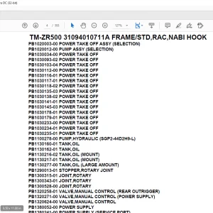 Tadano Cargo Crane TM-ZR500 31094010711A FRAME/STD,RAC,NABI HOOK Parts Manual -  PDF DOWNLOAD