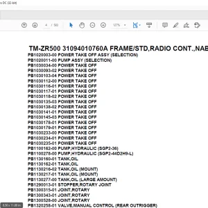 Tadano Cargo Crane TM-ZR500 31094010760A FRAME/STD,RADIO CONT.,NABI HOOK Parts Manual