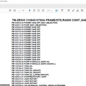 Tadano Cargo Crane TM-ZR500 31094010760A FRAMESTD,RADIO CONT.,NABI HOOK Parts Manual - PDF