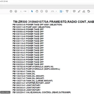 Tadano Crane TM-ZR500 31094010770A FRAMESTD,RADIO CONT.,NABI HOOK Parts Manual - PDF
