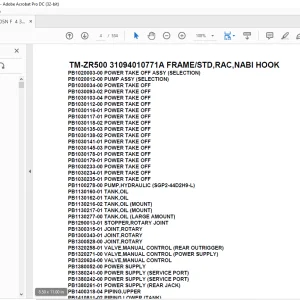 Tadano Cargo Crane TM-ZR500 31094010771A FRAMESTD,RAC,NABI HOOK Parts Manual  - PDF DOWNLOAD