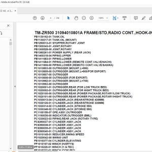 Tadano Cargo Crane TM-ZR500 31094010801A FRAMESTD,RADIO CONT.,HOOK-IN Parts Manual - PDF