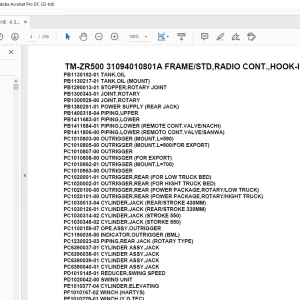 Tadano Cargo Crane TM-ZR500 31094010801A FRAME/STD,RADIO CONT.,HOOK-IN Parts Manual  - PDF