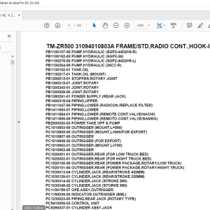 Tadano Cargo Crane TM-ZR500 31094010803A FRAMESTD,RADIO CONT.,HOOK-IN Parts Manual  - PDF