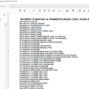 Tadano Cargo Crane TM-ZR500 31094010811A FRAMESTD,RADIO CONT.,HOOK-IN Parts Manual