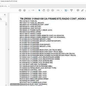 Tadano Cargo Crane TM-ZR500 31094010812A FRAMESTD,RADIO CONT.,HOOK-IN Parts Manual - PDF