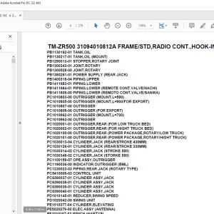 Tadano Cargo Crane TM-ZR500 31094010812A FRAMESTD,RADIO CONT.,HOOK-IN Parts Manual - PDF