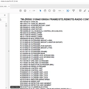 Tadano Cargo Crane TM-ZR500 31094010900A FRAMESTD,REMOTE-RADIO CONT.,HOOK-IN Parts Manual