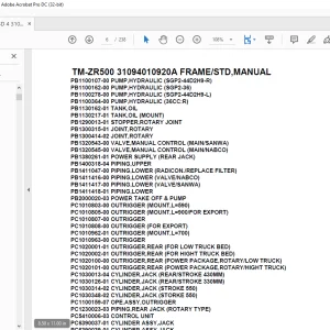 Tadano Cargo Crane TM-ZR500 31094010803A FRAME/STD,RADIO CONT.,HOOK-IN Parts Manual - PDF