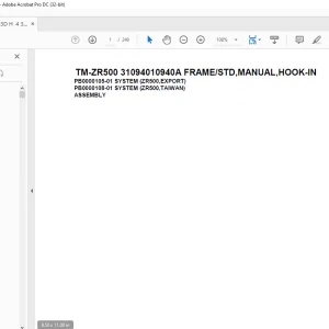 Tadano Cargo Crane TM-ZR500 31094010940A FRAMESTD,MANUAL,HOOK-IN Parts Manual - PDF