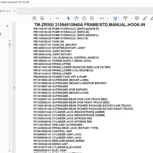 Tadano Cargo Crane TM-ZR500 31094010940A FRAMESTD,MANUAL,HOOK-IN Parts Manual - PDF
