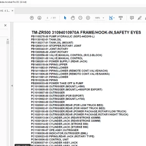 Tadano Cargo Crane TM-ZR500 31094010970A FRAMEHOOK-IN,SAFETY EYES Parts Manual - PDF