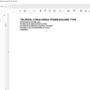 Tadano Cargo Crane TM-ZR500 31094010980A FRAMESQUARE TYPE Parts Manual – PDF DOWNLOAD