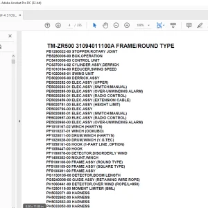 Tadano Cargo Crane TM-ZR500 31094011100A FRAMEROUND TYPE Parts Manual - PDF DOWNLOAD