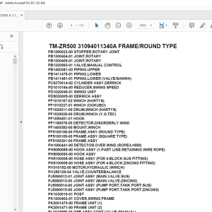 Tadano Cargo Crane TM-ZR500 31094011340A FRAME/ROUND TYPE Parts Manual - PDF DOWNLOAD
