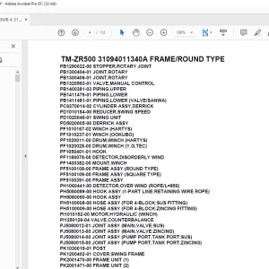Tadano Cargo Crane TM-ZR500 31094011340A FRAME/ROUND TYPE Parts Manual - PDF DOWNLOAD