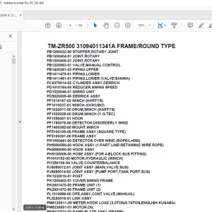 Tadano Cargo Crane TM-ZR500 31094011341A FRAME/ROUND TYPE Parts Manual - PDF DOWNLOAD