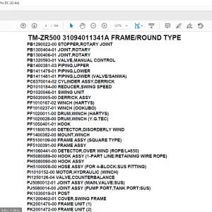 Tadano Cargo Crane TM-ZR500 31094011341A FRAMEROUND TYPE Parts Manual  - PDF