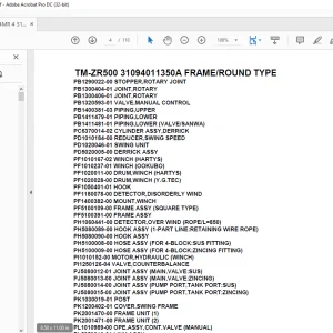 Tadano Cargo Crane TM-ZR500 31094011350A FRAME/ROUND TYPE Parts Manual - PDF DOWNLOAD