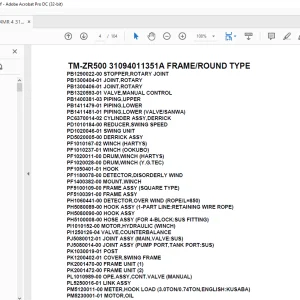 Tadano Cargo Crane TM-ZR500 31094011351A FRAME/ROUND TYPE Parts Manual - PDF DOWNLOAD