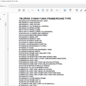 Tadano Cargo Crane TM-ZR500 31094011360A FRAME/ROUND TYPE Parts Manual - PDF DOWNLOAD