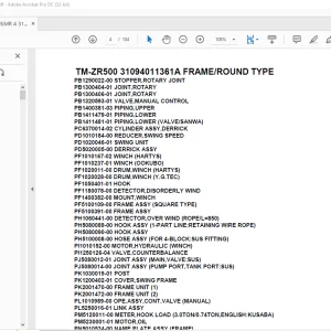Tadano Cargo Crane TM-ZR500 31094011361A FRAME/ROUND TYPE Parts Manual - PDF DOWNLOAD