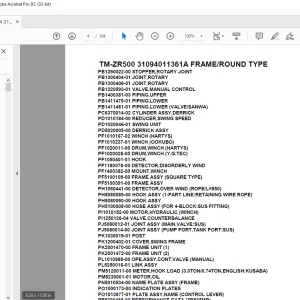 Tadano Cargo Crane TM-ZR500 31094011361A FRAMEROUND TYPE Parts Manual - PDF  DOWNLOAD