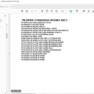 Tadano Cargo Crane TM-ZR500 31094020020 BOOM3 SECT. Parts Manual - PDF DOWNLOAD