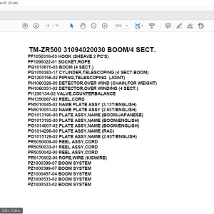 Tadano Cargo Crane TM-ZR500 31094020030 BOOM4 SECT.Parts Manual -PDF DOWNLOAD
