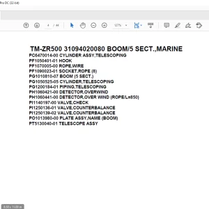 Tadano Cargo Crane TM-ZR500 31094020080 BOOM5 SECT.,MARINE Parts Manual  - PDF DOWNLOAD