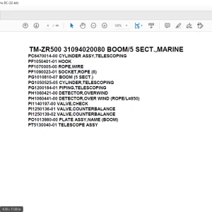 Tadano Cargo Crane TM-ZR500 31094020080 BOOM5 SECT.,MARINE Parts Manual -  PDF DOWNLOAD