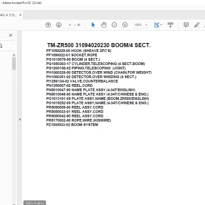 Tadano Cargo Crane TM-ZR500 31094020080 BOOM5 SECT.,MARINE Parts Manual - PDF DOWNLOAD
