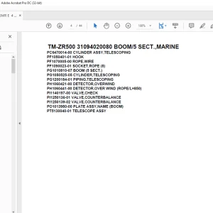 Tadano Cargo Crane TM-ZR500 31094020080 BOOM/5 SECT.,MARINE Parts Manual - PDF DOWNLOAD