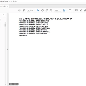 Tadano Cargo Crane TM-ZR500 31094020130 BOOM4 SECT.,HOOK-IN Parts Manual – PDF DOWNLOAD