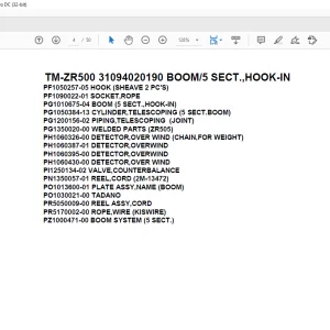 Tadano Cargo Crane TM-ZR500 31094020190 BOOM5 SECT.,HOOK-IN Parts Manual - PDF DOWNLOAD