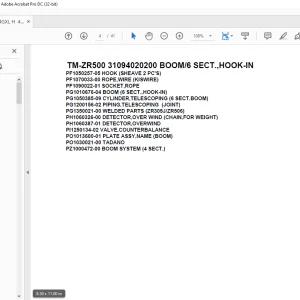 Tadano Cargo Crane TM-ZR500 31094020200 BOOM6 SECT.,HOOK-IN Parts Manual - PDF DOWNLOAD