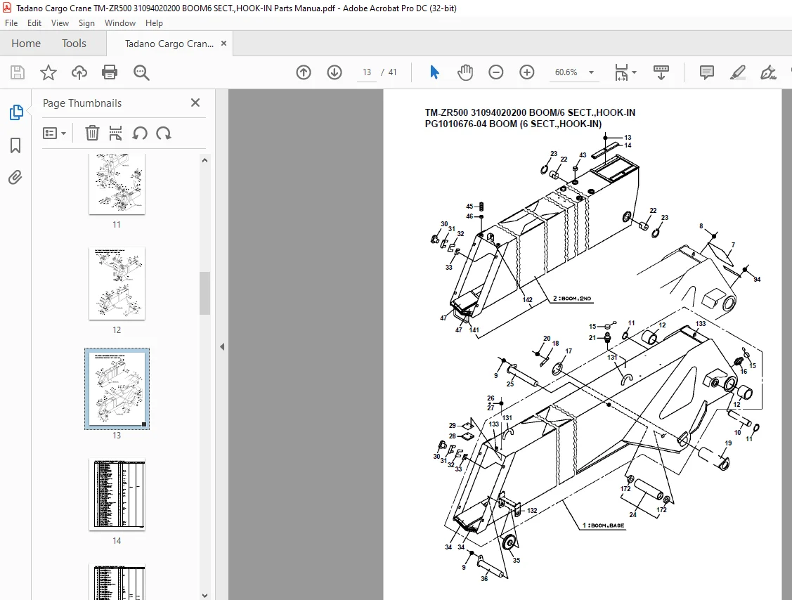 Tadano TM-ZR500 31094020200 Cargo Crane Parts Book PDF - Image 3