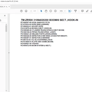 Tadano Cargo Crane TM-ZR500 31094020200 BOOM6 SECT.,HOOK-IN Parts Manual - PDF DOWNLOAD
