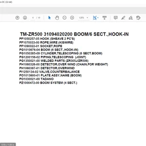 Tadano Cargo Crane TM-ZR500 31094020200 BOOM/6 SECT.,HOOK-IN Parts Manual - PDF DOWNLOAD