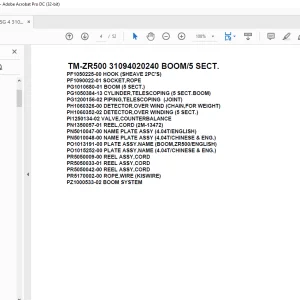 Tadano Cargo Crane TM-ZR500 31094020240 BOOM/5 SECT. Parts Manual - PDF DOWNLOAD