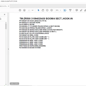 Tadano Cargo Crane TM-ZR500 31094020430 BOOM/4 SECT.,HOOK-IN Parts Manual - PDF DOWNLOAD