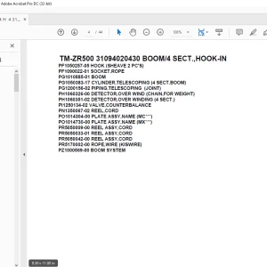 Tadano Cargo Crane TM-ZR500 31094020430 BOOM4 SECT.,HOOK-IN Parts Manual - PDF DOWNLOAD
