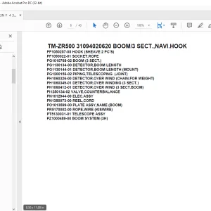 Tadano Cargo Crane TM-ZR500 31094020620 BOOM/3 SECT.,NAVI.HOOK Parts Manual - PDF DOWNLOAD