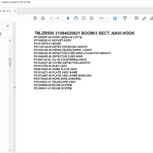 Tadano Cargo Crane TM-ZR500 31094020621 BOOM/3 SECT.,NAVI.HOOK Parts Manual - PDF DOWNLOAD