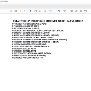 Tadano Cargo Crane TM-ZR500 31094020630 BOOM4 SECT.,NAVI.HOOK Parts Manual - PDF DOWNLOAD