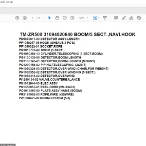 Tadano Cargo Crane TM-ZR500 31094020640 BOOM5 SECT.,NAVI.HOOK Parts Manual -  PDF DOWNLOAD
