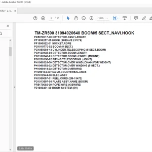 Tadano Cargo Crane TM-ZR500 31094020640 BOOM5 SECT.,NAVI.HOOK Parts Manual – PDF DOWNLOAD