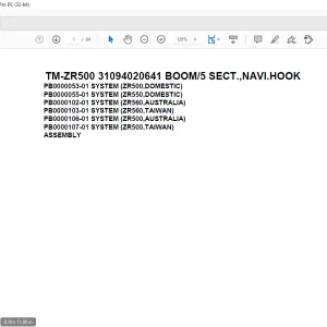 Tadano Cargo Crane TM-ZR500 31094020641 BOOM5 SECT.,NAVI.HOOK Parts Manual -PDF DOWNLOAD